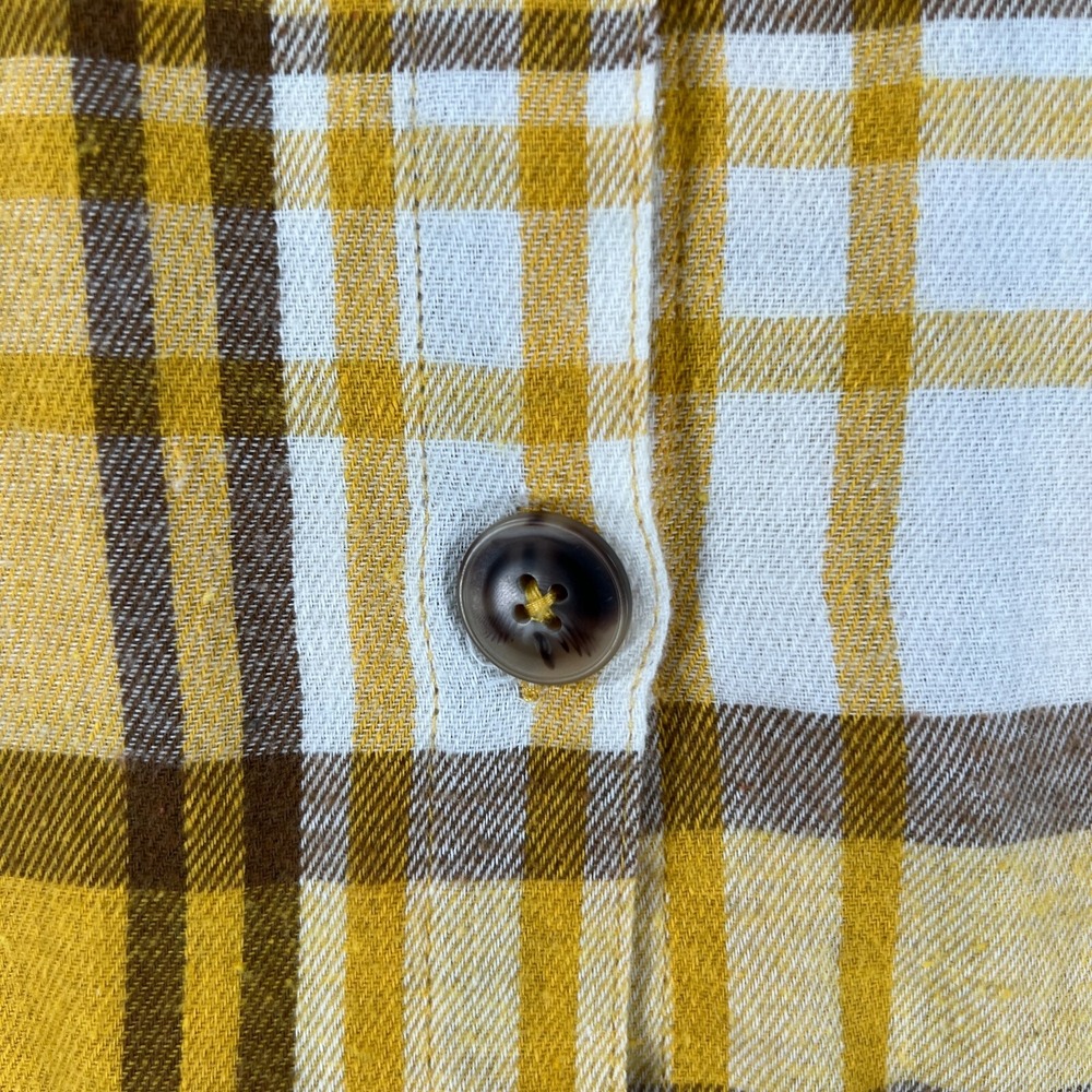 Democracy Womens Shirt Medium Yellow Plaid Long Sleeve Button Up Sharp - Picture 6 of 16